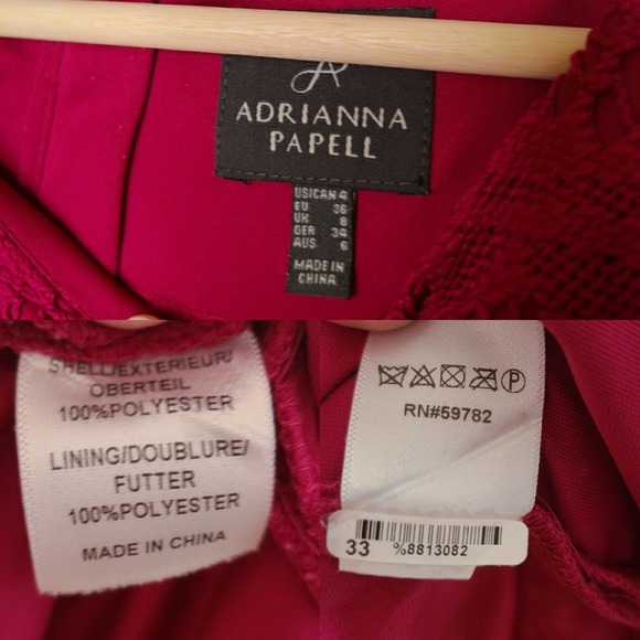 Adrianna Papell Crochet Shift Dress Berry Pink - Picture 6 of 6